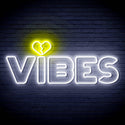 ADVPRO VIBES with Heart Ultra-Bright LED Neon Sign fn-i4059 - White & Yellow