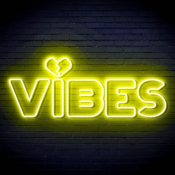 ADVPRO VIBES with Heart Ultra-Bright LED Neon Sign fn-i4059 - Yellow