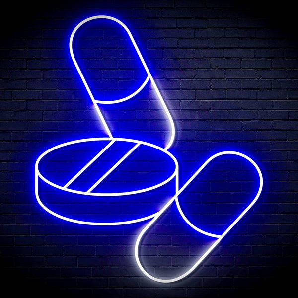 ADVPRO Medicine Tablet and Pills Ultra-Bright LED Neon Sign fn-i4060 - White & Blue
