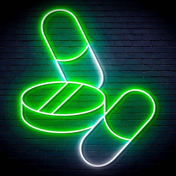 ADVPRO Medicine Tablet and Pills Ultra-Bright LED Neon Sign fn-i4060 - White & Green