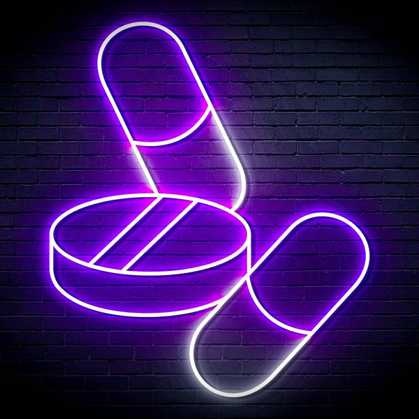 ADVPRO Medicine Tablet and Pills Ultra-Bright LED Neon Sign fn-i4060 - White & Purple