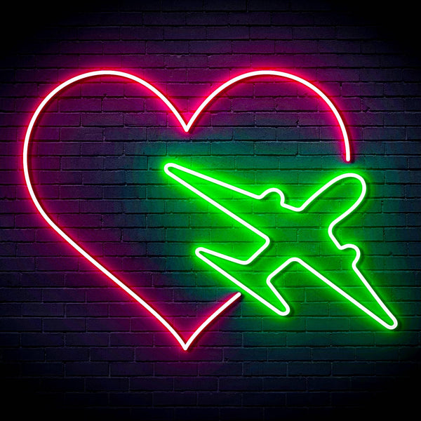 ADVPRO Aeroplane with Heart Ultra-Bright LED Neon Sign fn-i4061 - Green & Pink