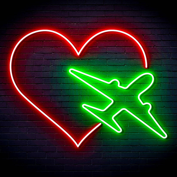 ADVPRO Aeroplane with Heart Ultra-Bright LED Neon Sign fn-i4061 - Green & Red