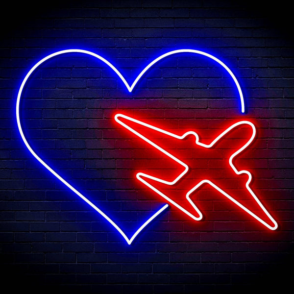 ADVPRO Aeroplane with Heart Ultra-Bright LED Neon Sign fn-i4061 - Red & Blue