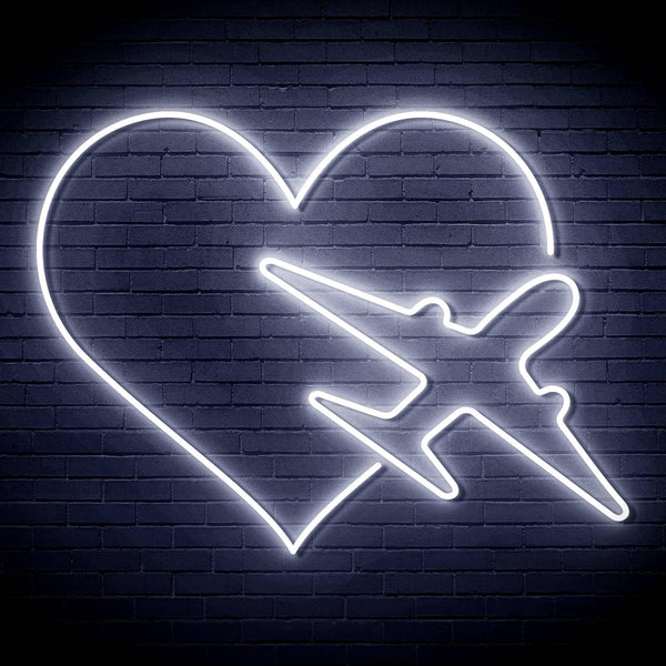ADVPRO Aeroplane with Heart Ultra-Bright LED Neon Sign fn-i4061 - White