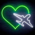 ADVPRO Aeroplane with Heart Ultra-Bright LED Neon Sign fn-i4061 - White & Green