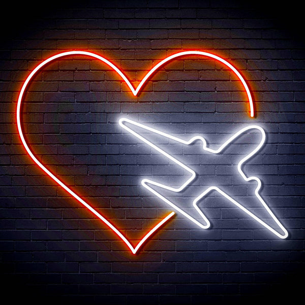 ADVPRO Aeroplane with Heart Ultra-Bright LED Neon Sign fn-i4061 - White & Orange