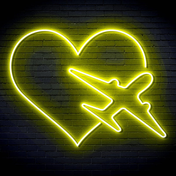 ADVPRO Aeroplane with Heart Ultra-Bright LED Neon Sign fn-i4061 - Yellow
