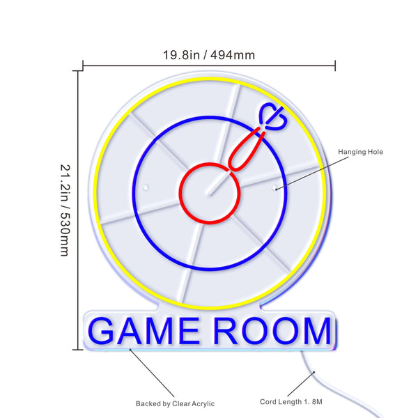 ADVPRO Game Room with Darts Signage Ultra-Bright LED Neon Sign fn-i4062 - Size