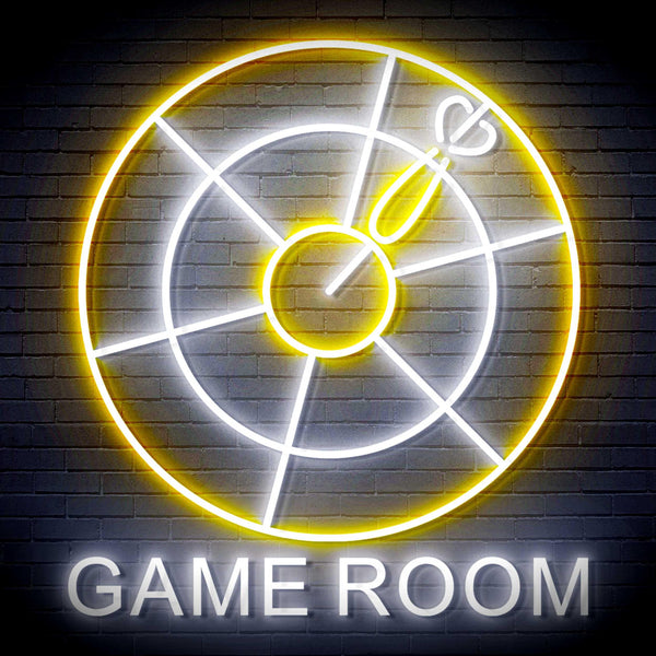 ADVPRO Game Room with Darts Signage Ultra-Bright LED Neon Sign fn-i4062 - White & Golden Yellow