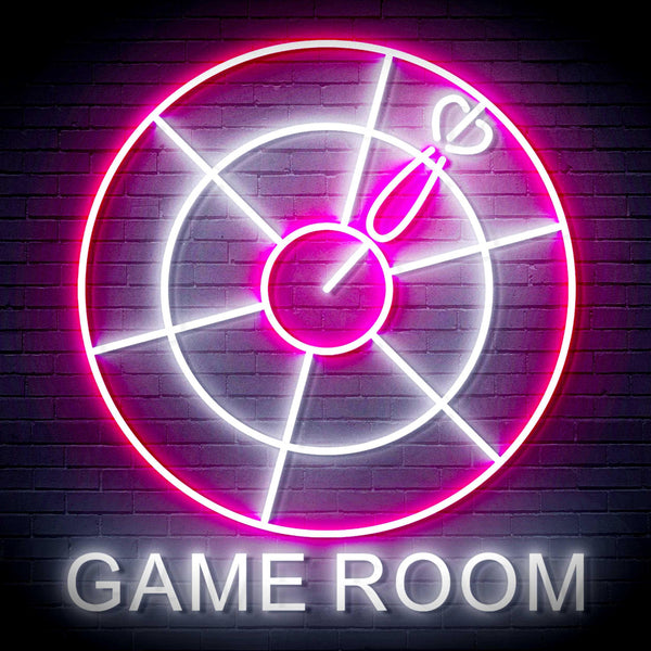 ADVPRO Game Room with Darts Signage Ultra-Bright LED Neon Sign fn-i4062 - White & Pink