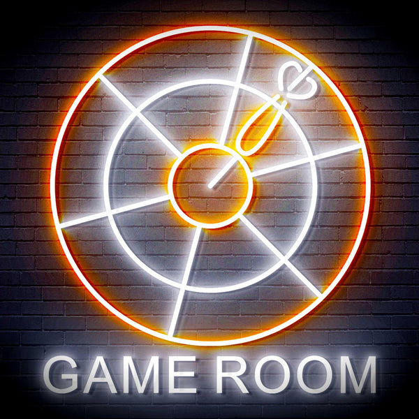 ADVPRO Game Room with Darts Signage Ultra-Bright LED Neon Sign fn-i4062 - White & Orange