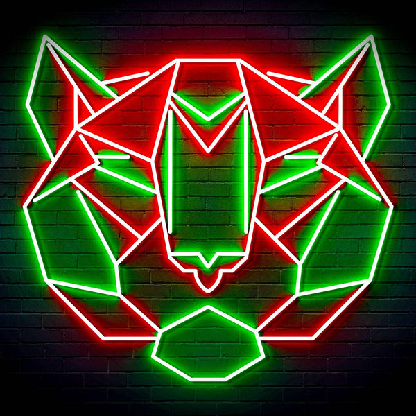 ADVPRO Origami Tiger Head Face Ultra-Bright LED Neon Sign fn-i4066 - Green & Red