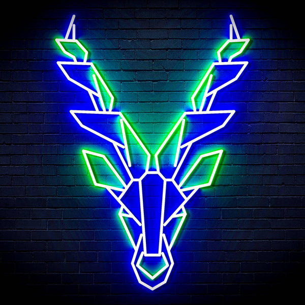 ADVPRO Origami Deer Head Face Ultra-Bright LED Neon Sign fn-i4067 - Green & Blue