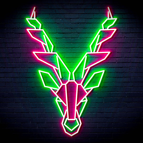 ADVPRO Origami Deer Head Face Ultra-Bright LED Neon Sign fn-i4067 - Green & Pink