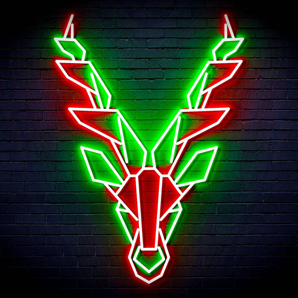 ADVPRO Origami Deer Head Face Ultra-Bright LED Neon Sign fn-i4067 - Green & Red