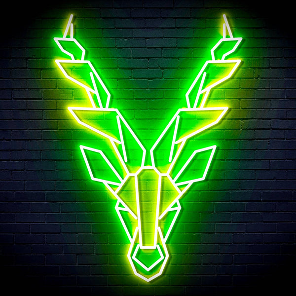 ADVPRO Origami Deer Head Face Ultra-Bright LED Neon Sign fn-i4067 - Green & Yellow
