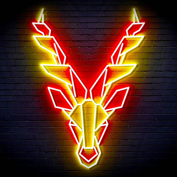 ADVPRO Origami Deer Head Face Ultra-Bright LED Neon Sign fn-i4067 - Red & Yellow