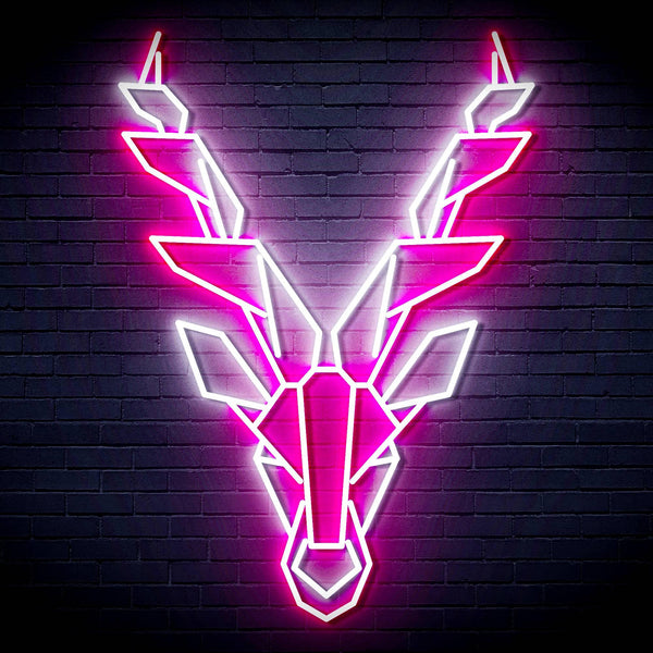 ADVPRO Origami Deer Head Face Ultra-Bright LED Neon Sign fn-i4067 - White & Pink
