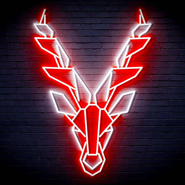 ADVPRO Origami Deer Head Face Ultra-Bright LED Neon Sign fn-i4067 - White & Red