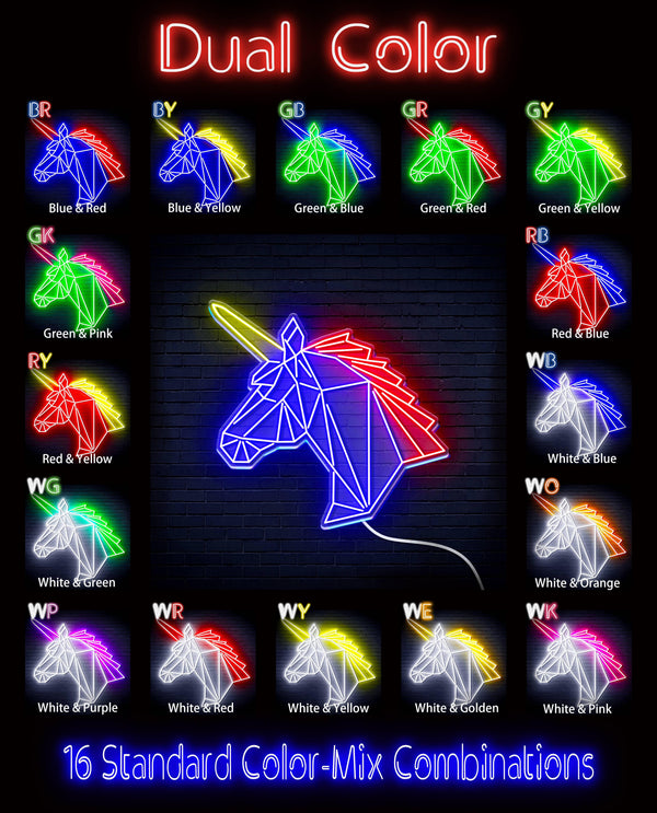 ADVPRO Origami Unicorn Head Face Ultra-Bright LED Neon Sign fn-i4068 - Dual-Color