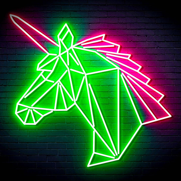 ADVPRO Origami Unicorn Head Face Ultra-Bright LED Neon Sign fn-i4068 - Green & Pink