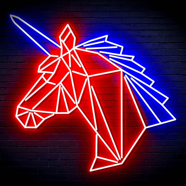 ADVPRO Origami Unicorn Head Face Ultra-Bright LED Neon Sign fn-i4068 - Red & Blue