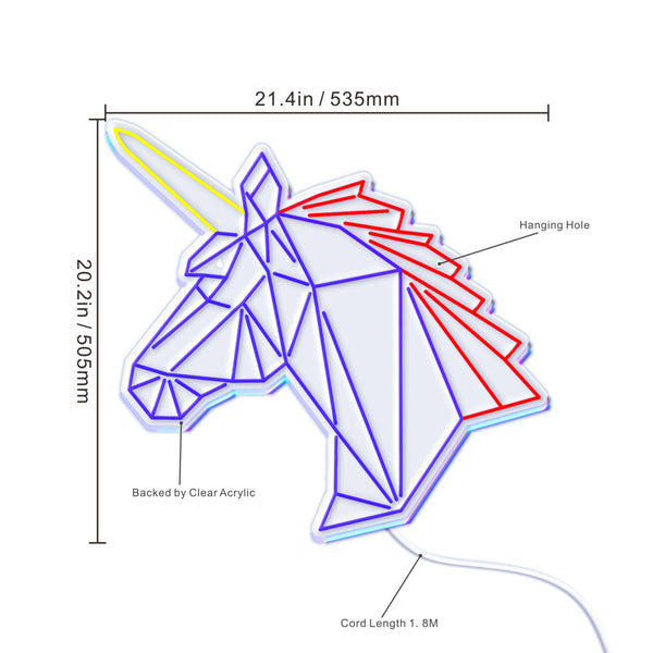 ADVPRO Origami Unicorn Head Face Ultra-Bright LED Neon Sign fn-i4068 - Size