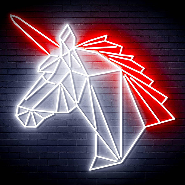ADVPRO Origami Unicorn Head Face Ultra-Bright LED Neon Sign fn-i4068 - White & Red