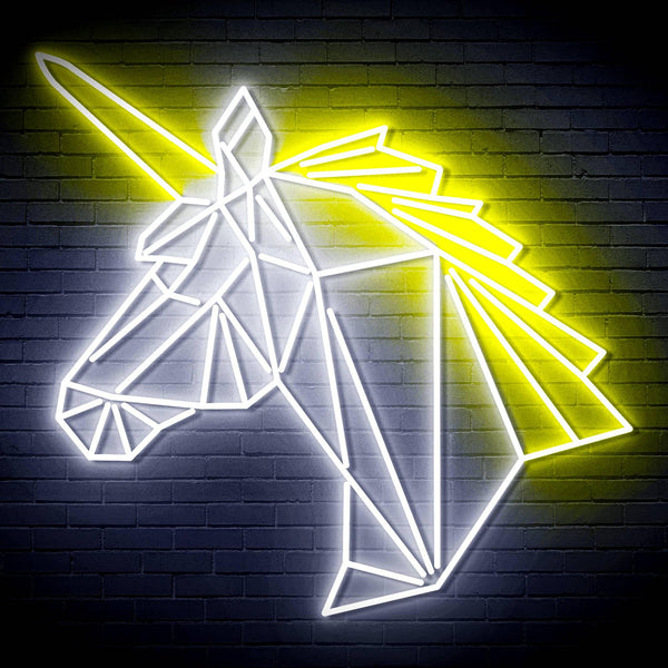 ADVPRO Origami Unicorn Head Face Ultra-Bright LED Neon Sign fn-i4068 - White & Yellow