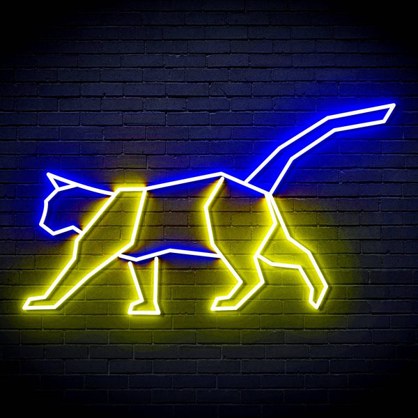 ADVPRO Origami Cat Ultra-Bright LED Neon Sign fn-i4069 - Blue & Yellow