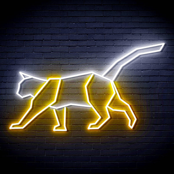 ADVPRO Origami Cat Ultra-Bright LED Neon Sign fn-i4069 - White & Golden Yellow