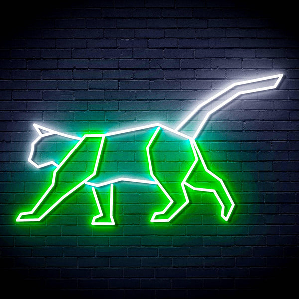 ADVPRO Origami Cat Ultra-Bright LED Neon Sign fn-i4069 - White & Green