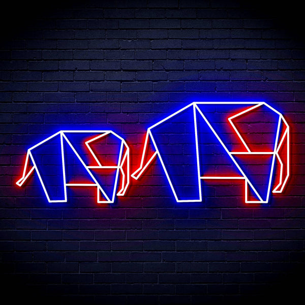 ADVPRO Origami Elephants Ultra-Bright LED Neon Sign fn-i4070 - Blue & Red