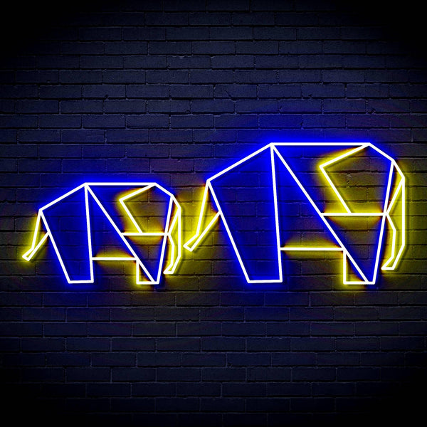 ADVPRO Origami Elephants Ultra-Bright LED Neon Sign fn-i4070 - Blue & Yellow