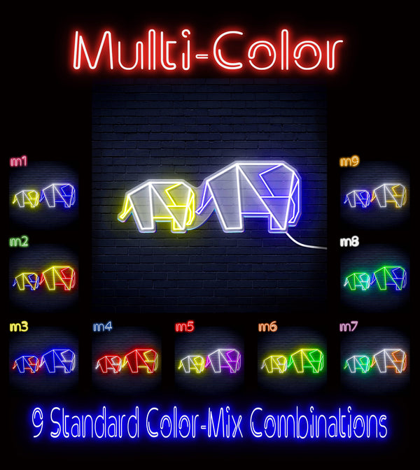 ADVPRO Origami Elephants Ultra-Bright LED Neon Sign fn-i4070 - Multi-Color