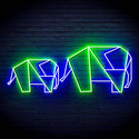 ADVPRO Origami Elephants Ultra-Bright LED Neon Sign fn-i4070 - Green & Blue