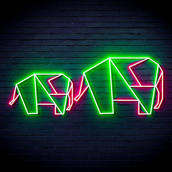 ADVPRO Origami Elephants Ultra-Bright LED Neon Sign fn-i4070 - Green & Pink
