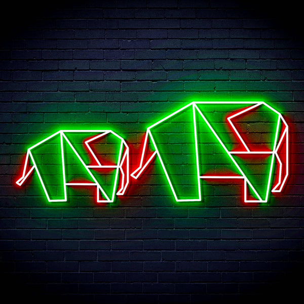 ADVPRO Origami Elephants Ultra-Bright LED Neon Sign fn-i4070 - Green & Red