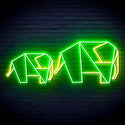 ADVPRO Origami Elephants Ultra-Bright LED Neon Sign fn-i4070 - Green & Yellow