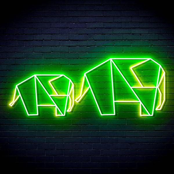 ADVPRO Origami Elephants Ultra-Bright LED Neon Sign fn-i4070 - Green & Yellow