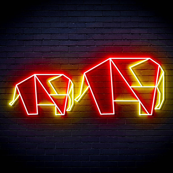 ADVPRO Origami Elephants Ultra-Bright LED Neon Sign fn-i4070 - Red & Yellow