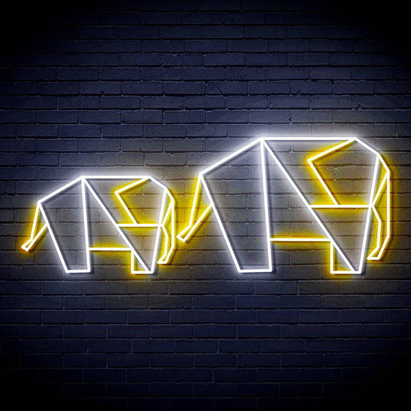 ADVPRO Origami Elephants Ultra-Bright LED Neon Sign fn-i4070 - White & Golden Yellow