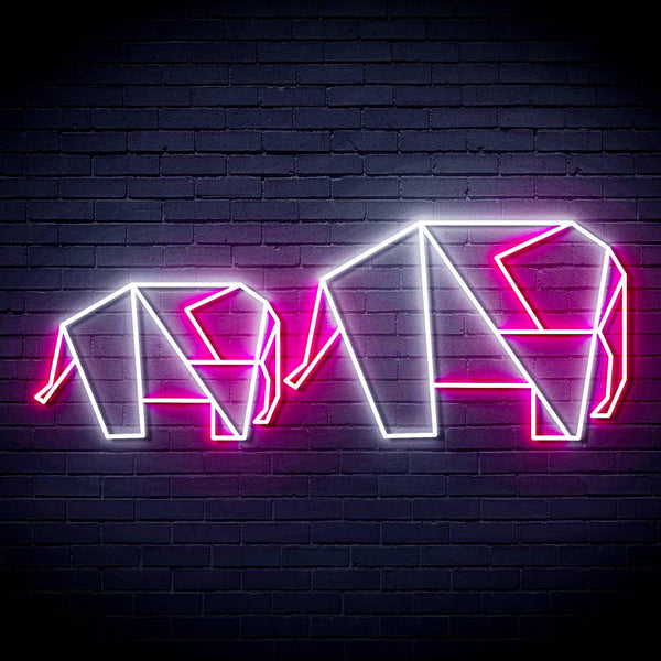 ADVPRO Origami Elephants Ultra-Bright LED Neon Sign fn-i4070 - White & Pink