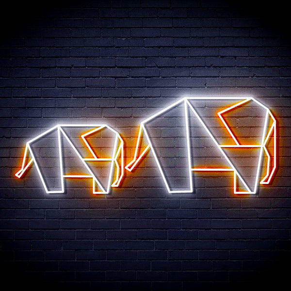 ADVPRO Origami Elephants Ultra-Bright LED Neon Sign fn-i4070 - White & Orange