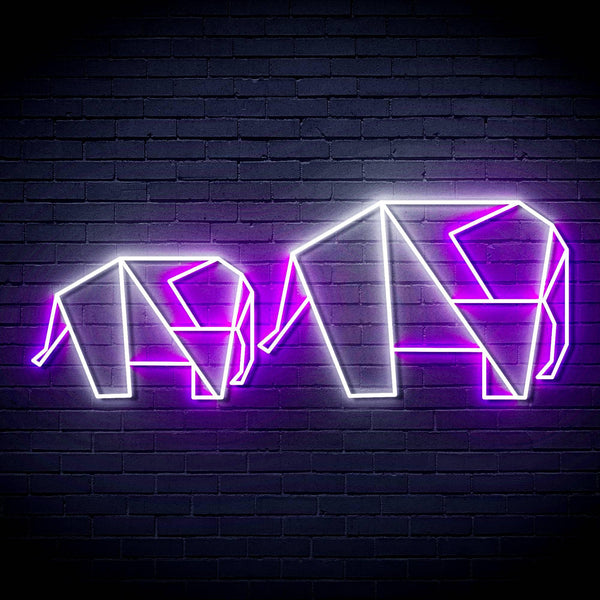 ADVPRO Origami Elephants Ultra-Bright LED Neon Sign fn-i4070 - White & Purple