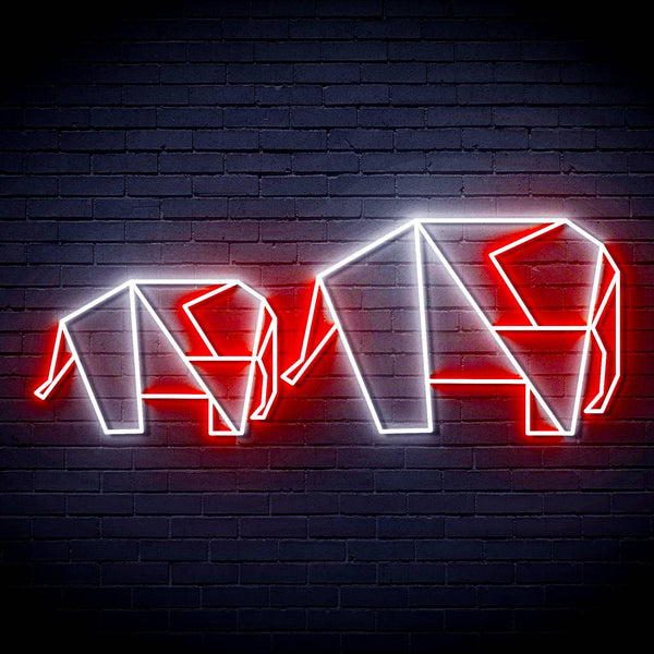 ADVPRO Origami Elephants Ultra-Bright LED Neon Sign fn-i4070 - White & Red