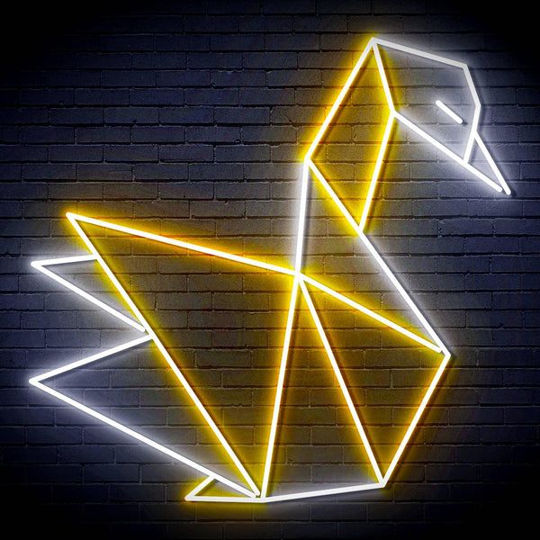 ADVPRO Origami Swan Ultra-Bright LED Neon Sign fn-i4071 - White & Golden Yellow