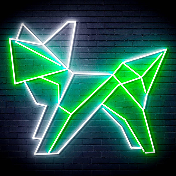 ADVPRO Origami Fox Ultra-Bright LED Neon Sign fn-i4072 - White & Green
