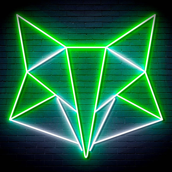 ADVPRO Origami Fox Head Face Ultra-Bright LED Neon Sign fn-i4074 - White & Green